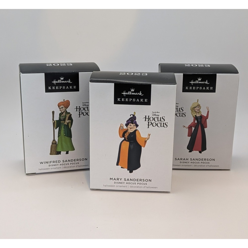 Hallmark DISNEY Hocus Pocus Ornaments, Winifred Sarah Mary Sanderson 3 Set NIB